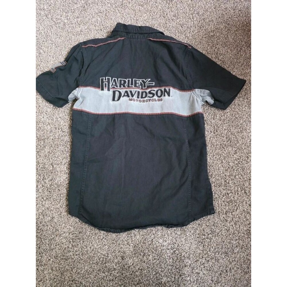 Harley-Davidson Iron Block Short Sleeve Woven Shirt Men's Size Small S Black Wea